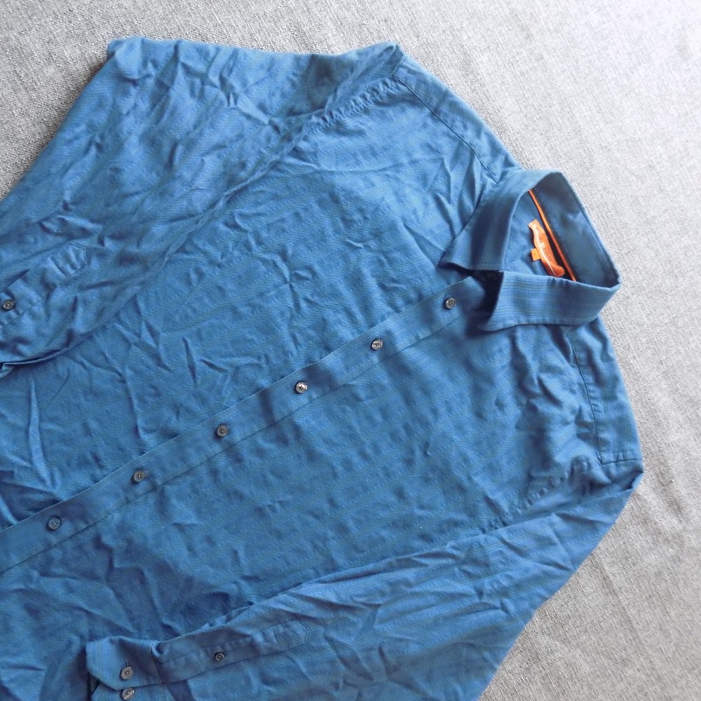 Sette Ponti Button Down Shirt Mens XL Blue Good Pinstripe Long Sleeve Cotton